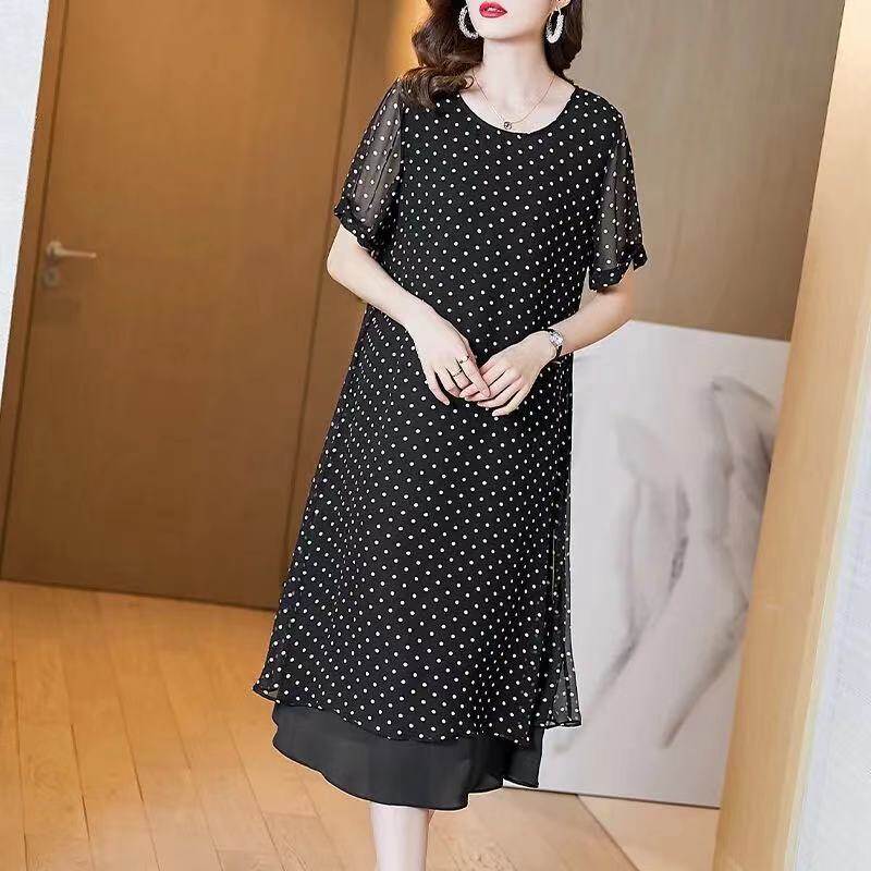 New Summer Heavyweight Real Quality Silk Slip Dress Slim Polka Dot