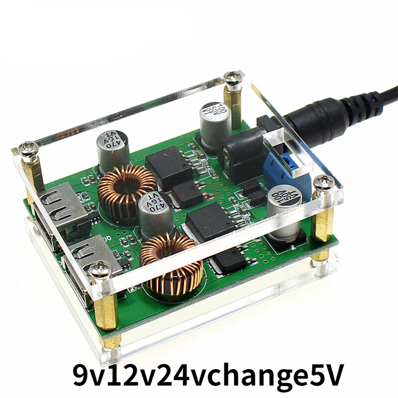 1pcs qc2.0 9/12/24v to 5v dc fast charging usb buck module usb car power buck charging module
