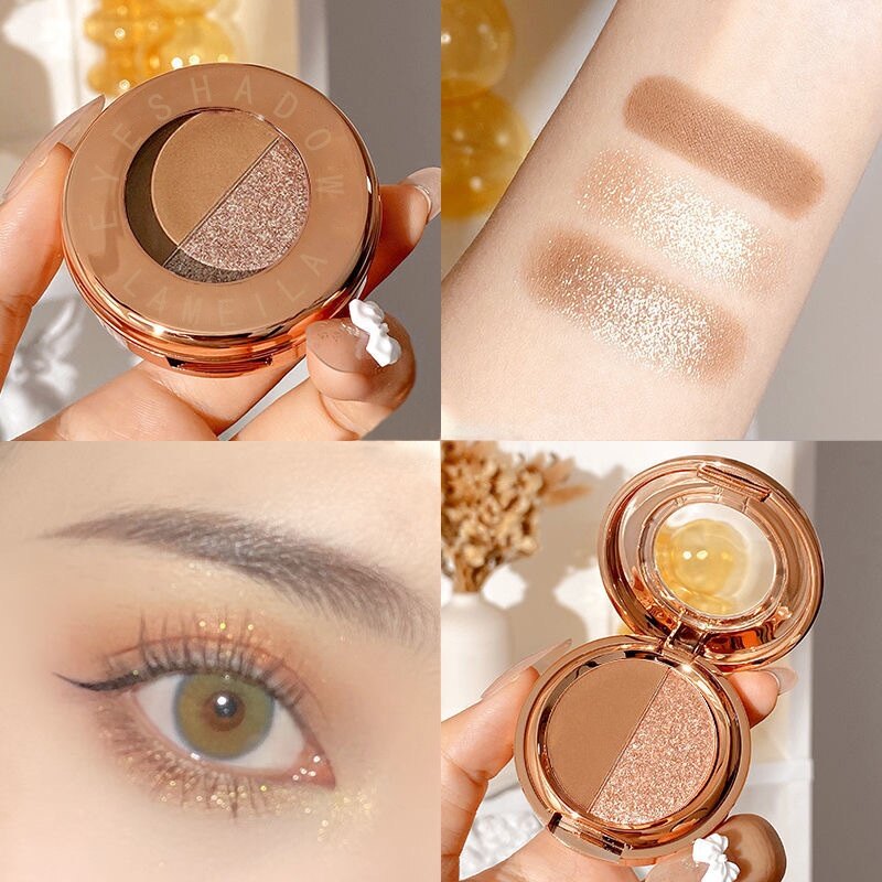 Highly Pigmented Duo Eyeshadow Palette Matte & Glitter Smooth Long-lasting Eye Make Up Beauty Cosmetic