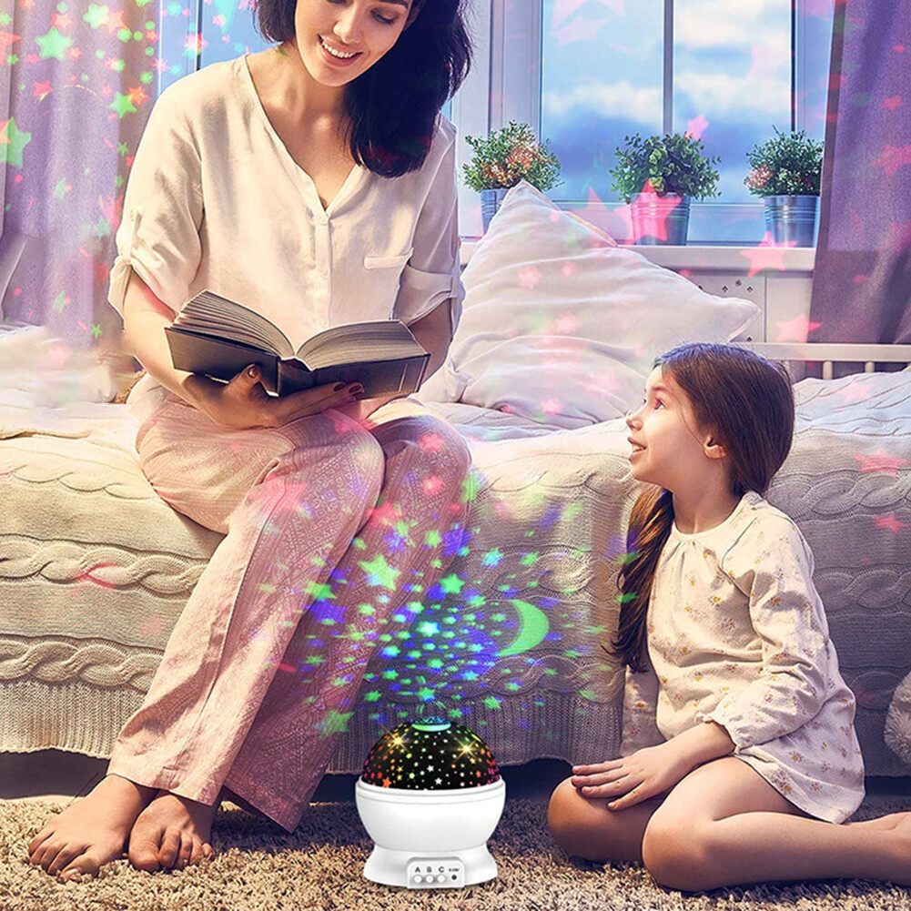 LED Galaxy Starry Sky Night Light Rotating Projector Star Moon Table Lamp