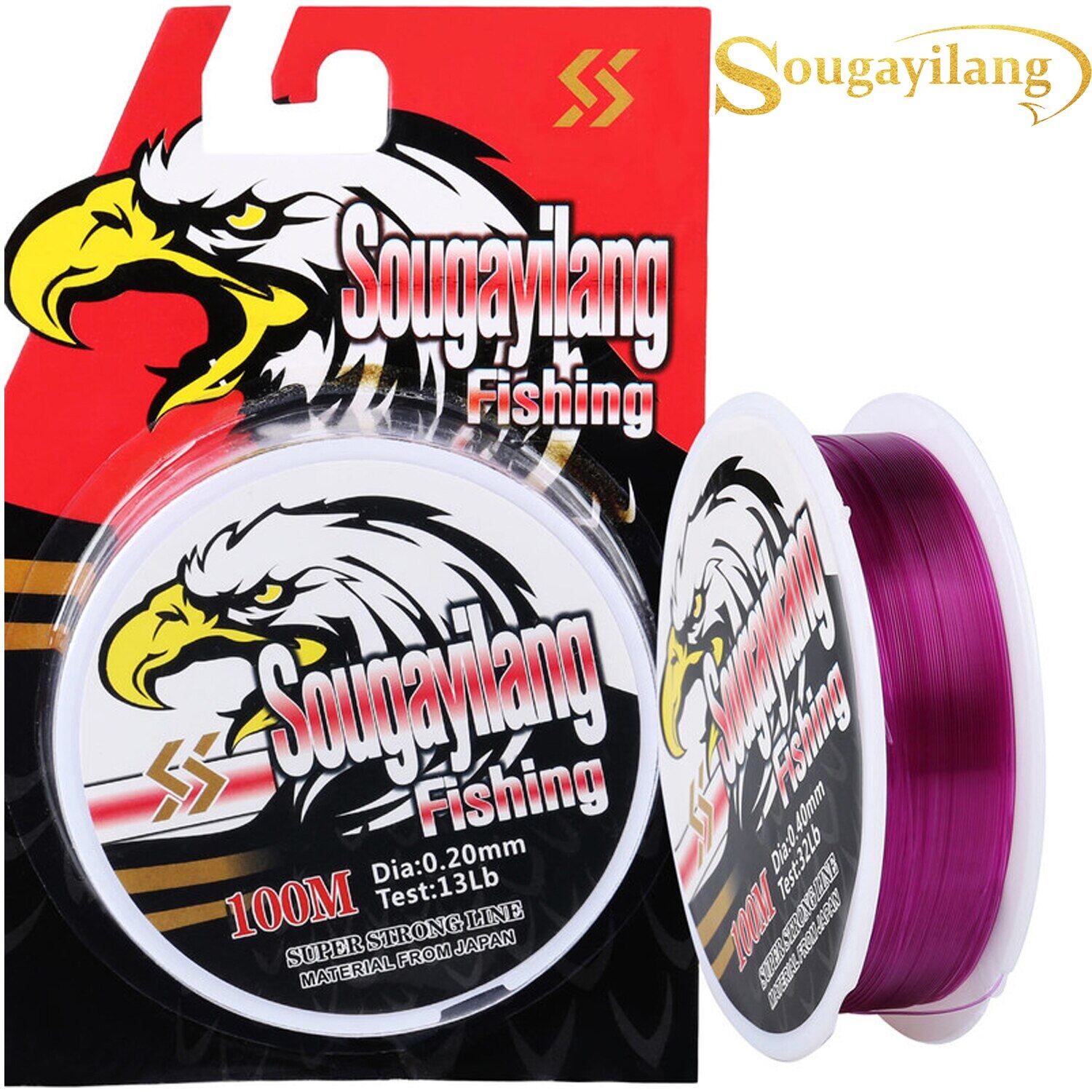 Sougayilang 100M 11-41LB Nylon Fishing Line Monofilament Mono Line Carp Freshwater Saltwater Smooth Casting Fishing Wire Lines