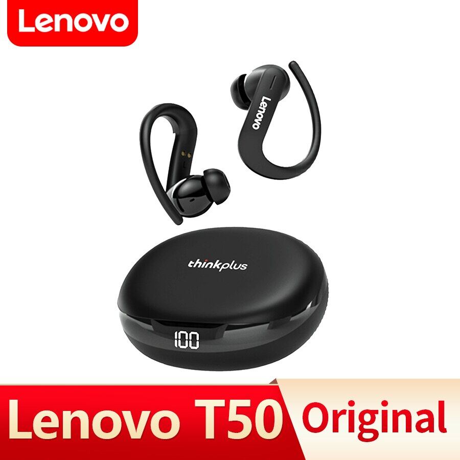 Lenovo T50 TWS Tai nghe bluetooth 5.3 Tai nghe không dây thể thao không thấm nước âm thanh nổi HIFI Giảm tiếng ồn Tai nghe nhét tai earbuds có micrô