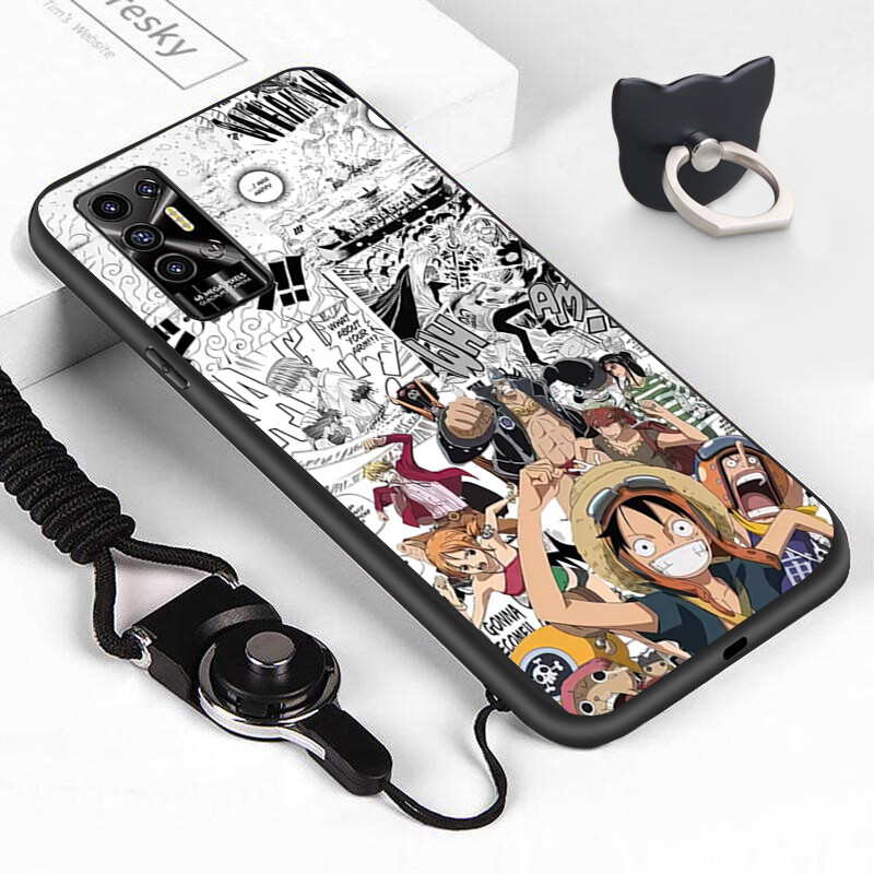 Casing Case For Tecno Pova 2 Tecno Pova Neo 2 Cartoon Black And White Style Luffy Design Phone Case Shockproof Soft Silicone TPU Protective Phone Casing