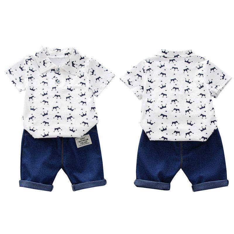 Summer Baby Boy Clothes Floral Print Short Sleeve Shirt Blouse Shorts Casual Outfits Clothes