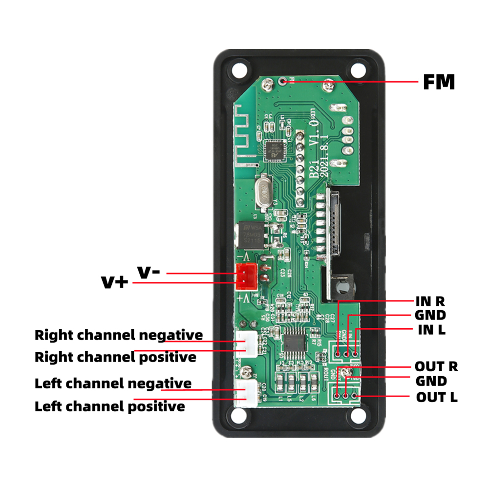 Bảng Mạch Giải Mã MP3 Bộ Khuếch Đại Mô-đun Âm Thanh Radio FM Cho Xe Hơi Tương Thích Bluetooth