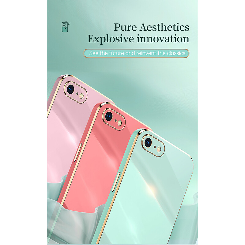 LANLIN For iPhone 6 6s iPhone 6 Plus 6s Plus Phone Case 6D Plating Soft Casing Silicone Square Frame Shiny Bling Back Cover For iPhone 6 Plus/iPhone 6 Case