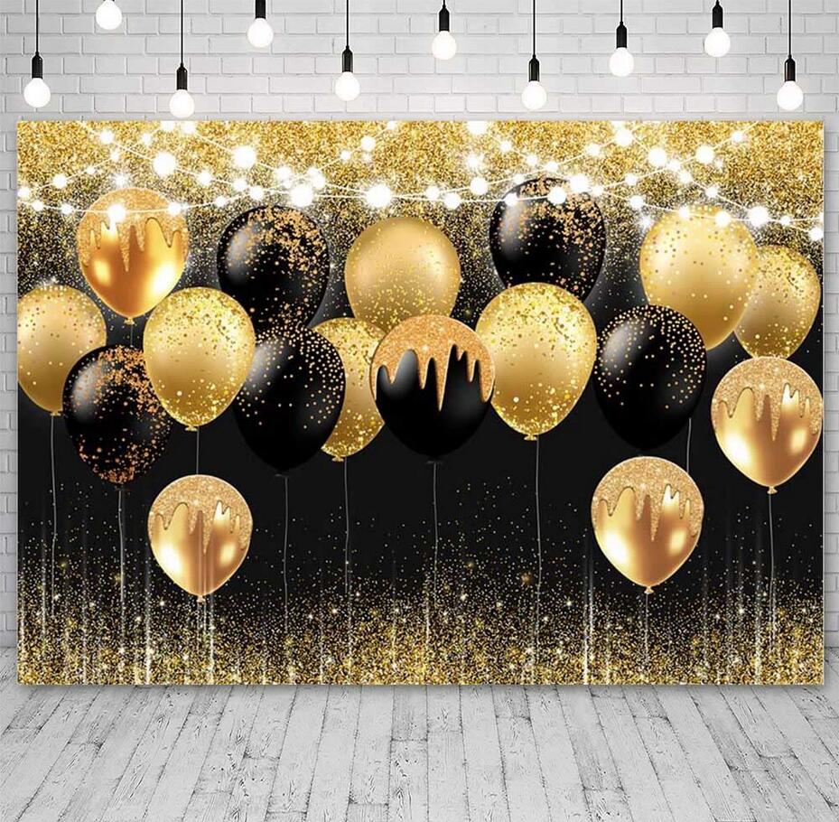 thumbnail image 2 of Happy Birthday Backdrop - 8x6FT Glitter Silver Balloon Photography Background 2 of 13