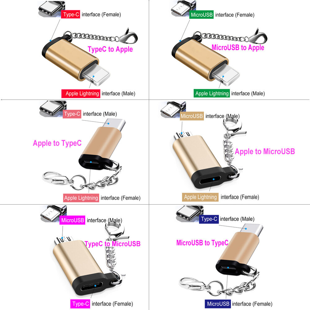 Bộ Chuyển Đổi OTG Loại USB C Micro USB Sang Type-C / C - USB3.0 Bộ Chuyển Đổi Cáp Micro USB/Type-C Sang Cổng Kết Nối Lightning Của Apple 8 Pin Cho Macbook Pro Samsung S10 Plus Sạc Nhanh Micro USB Apple iPhone iPad Cáp OTG