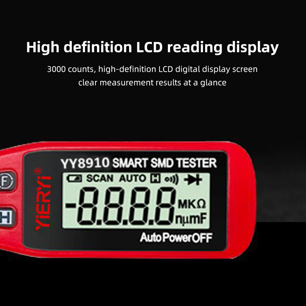 Yieryi Smart SMD Tester Electrical Multimeter Resistance Capacitance Continuity Diode Test Meter SMD Component Tester