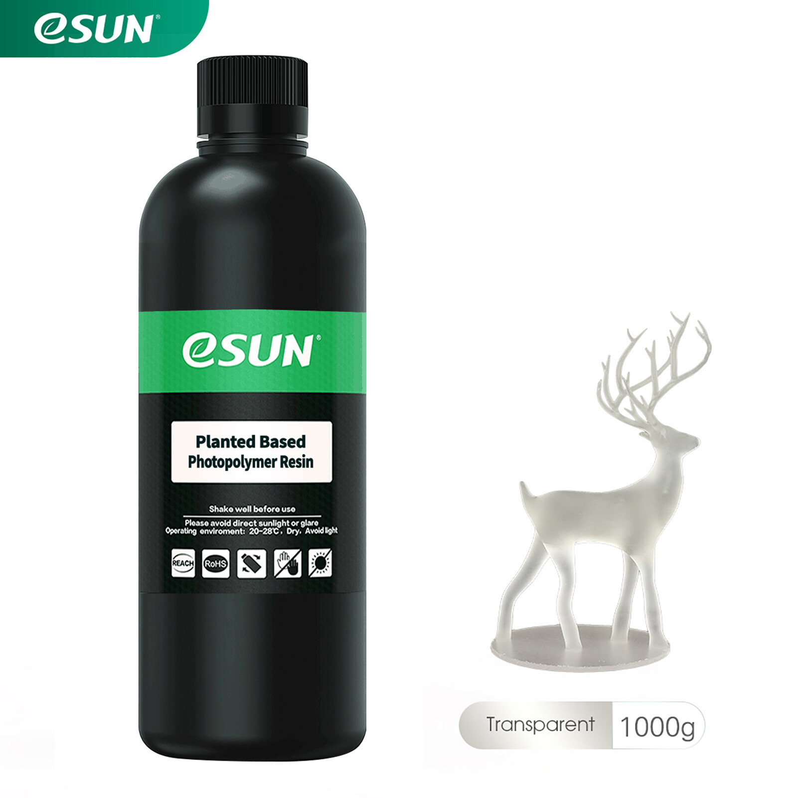 【Giới hạn thời gian đặc biệt】ESUN Chất Liệu Nhựa Resin Nhanh Dựa Trên Thực Vật Vật Liệu Nhựa Bảo Dưỡng UV 405nm LCD Nhựa Polymer Quang Hợp Độ Chính Xác Cao Độ Dẻo Dai Cao Mùi Thấp Dành Cho In 3D LCD, 1000G