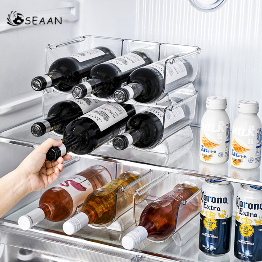 Giá rượu Stackable giữ rượu vang nhà bếp lưu trữ chai Giá tủ lạnh tổ chức có thể chai rượu bia chủ Giá ngăn