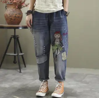 women's plus size distressed boyfriend jeans