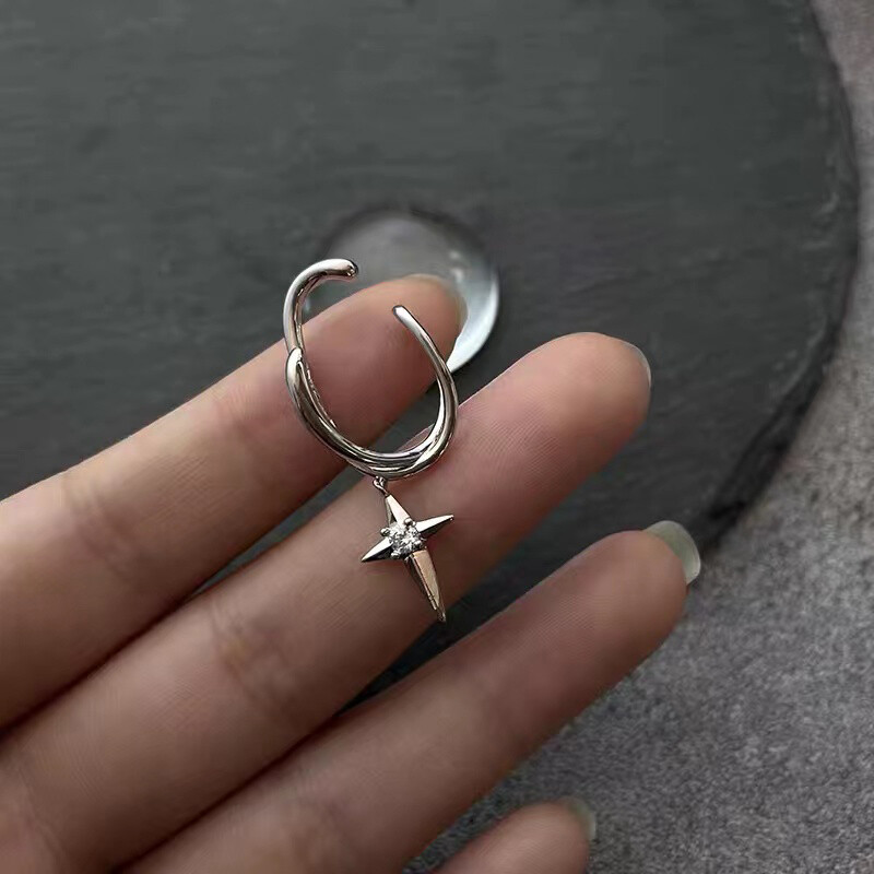 MIAOYA Fashion Jewelry Shop Women's New Cross Ear Clip Exquisite Zircon Earrings High-grade Copper Material