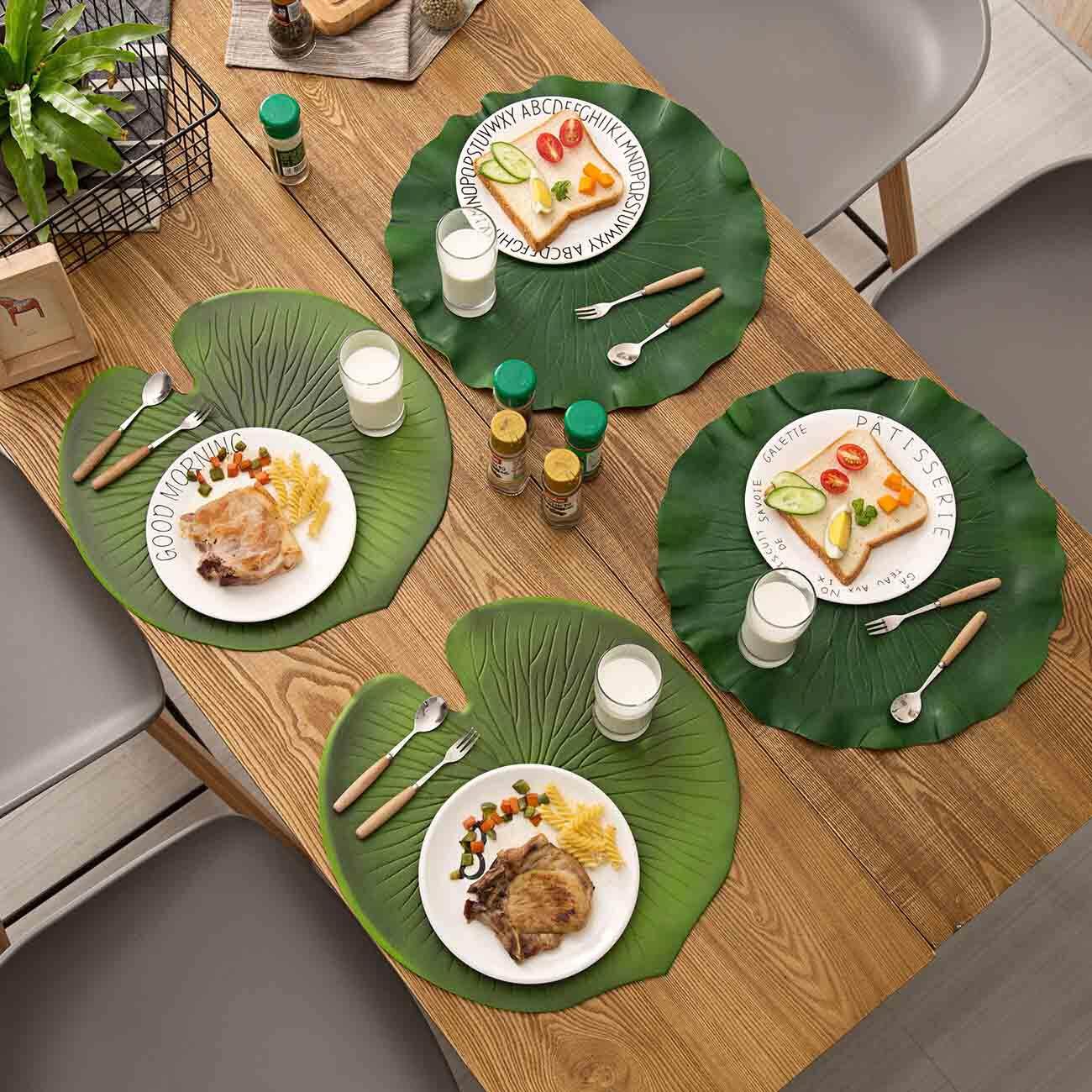 Mô phỏng Lá Sen Chống nóng Placemat Cách Nhiệt Miếng Lót chống trơn trượt Bàn Thảm