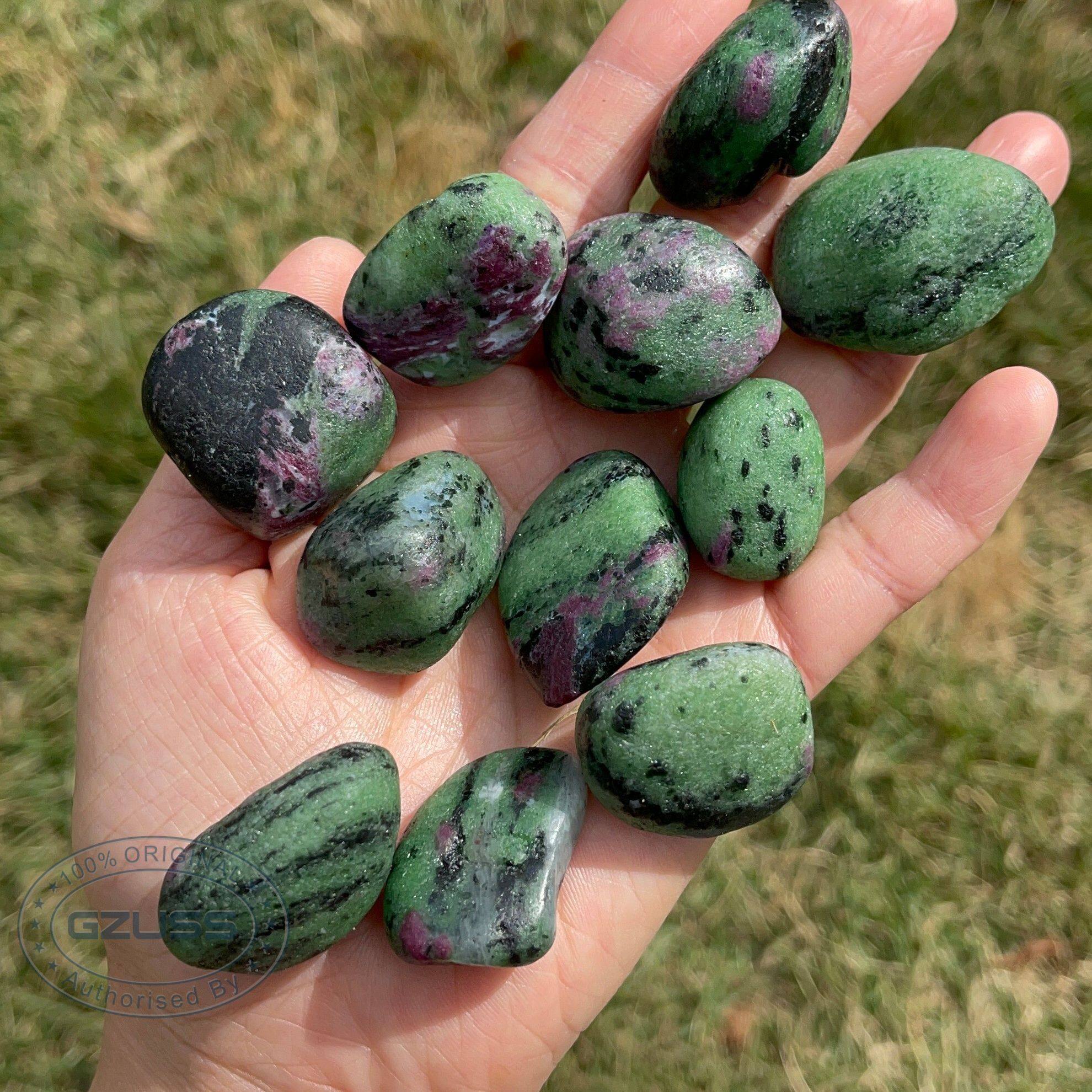 Ruby Zoisite - Ruby In Zoisite - Anyolite - Ruby Zoisite Tumbled Stones - Healing Crystals and Stones - Ruby Stone - Heart Chakra Crystals