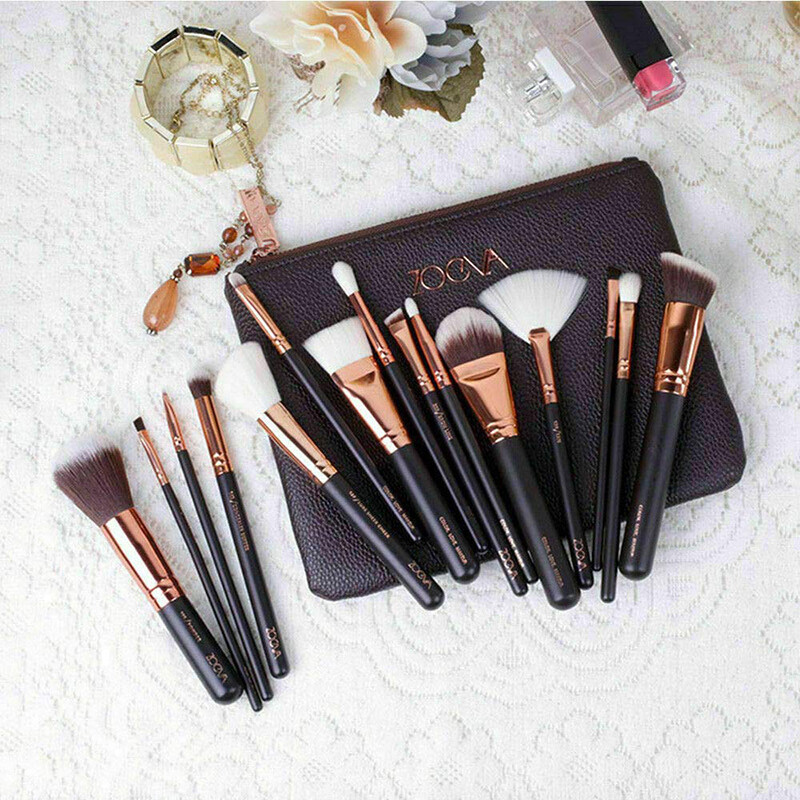 15-Count Makeup Brush Set, Rose Gold Brush Set, Makeup Brush, Eye Shadow Brush, Complete Eye, Facial Set with Bag