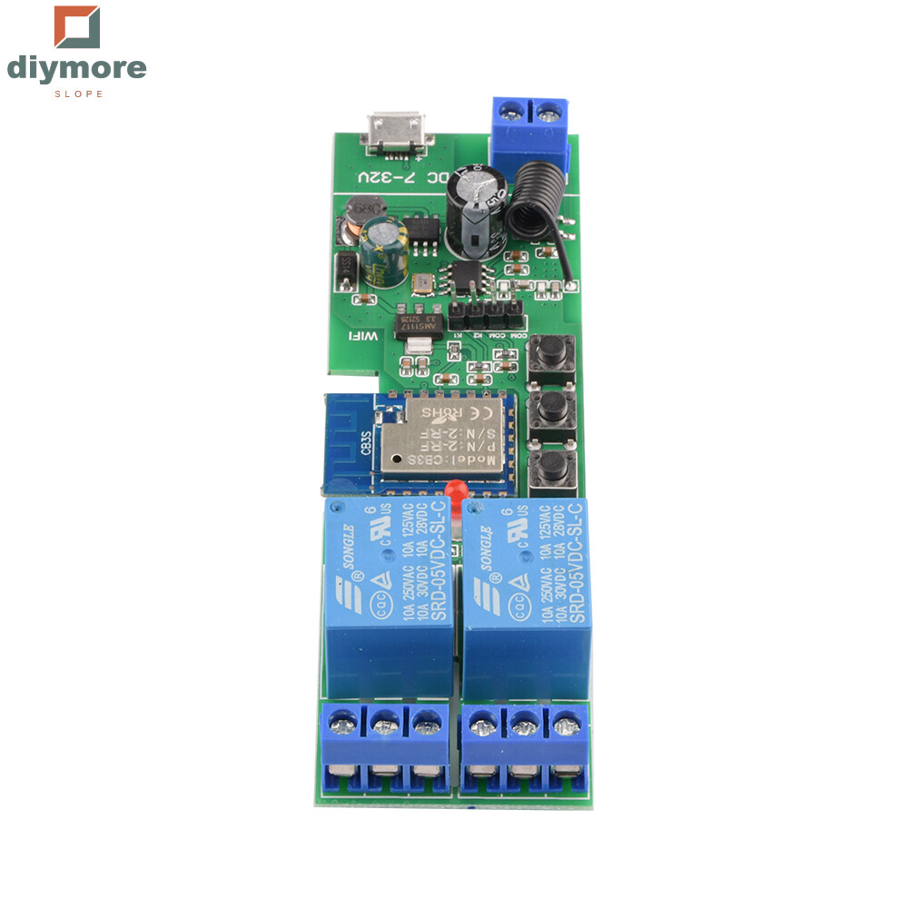 Ziqqucu  dốc USB5V/DC7-32V 4 chiều wifi Bộ hỗ trợ điều khiển từ xa mô-đun chuyển đổi hỗ trợ từ xa tuya ứng dụng điều khiển Wifi + 433Mhz điều khiển từ xa RF