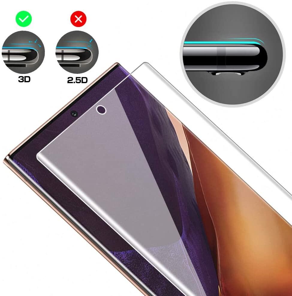 [2 Gói] Bảo Vệ Màn Hình Kính Kính Cường Lực Cho Galaxy Note 20 Ultra / Note 20 [Tương Thích Với Cảm Biến Vân Tay] [Dính Toàn Bộ] [Kính 3D] [Thân Thiện Với Vỏ] Dành Cho Samsung Galaxy Note 20 Ultra 6.9 Inch/Note 20 6.7 Inch