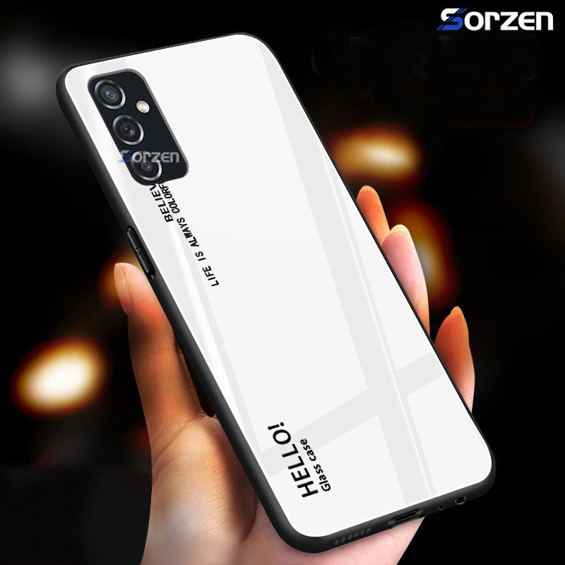 For Samsung Galaxy M52 5G Shockproof Gradient Tempered Glass Casing Full Protective Back Case Cover