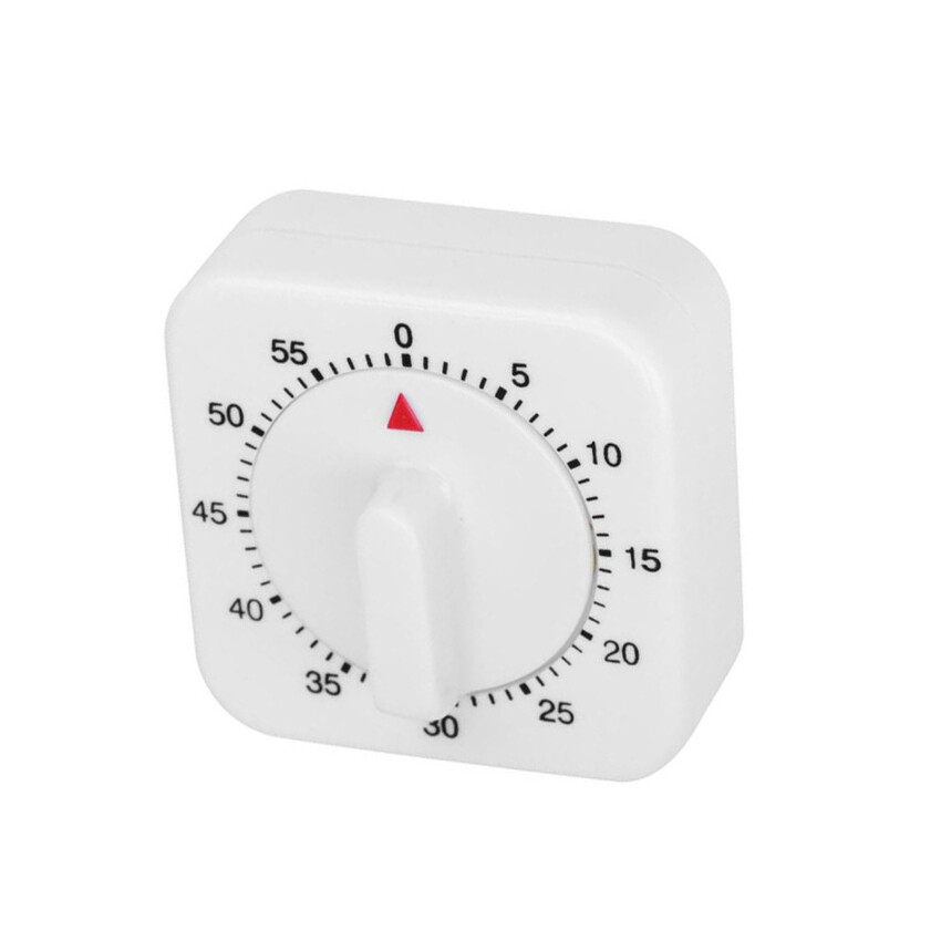60 Minutes Kitchen Timer Count Down Silent Alarm Reminder White Square Mechanical Timer For Kitchen Classroom Homework Office