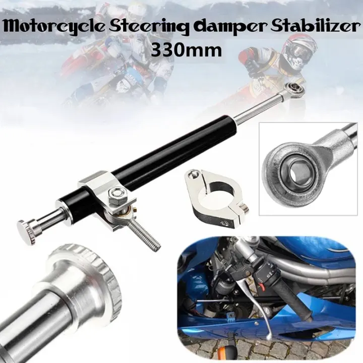 330mm Aluminum Universal Steering Damper 6way Adjust Stabilizer For Motorcycles