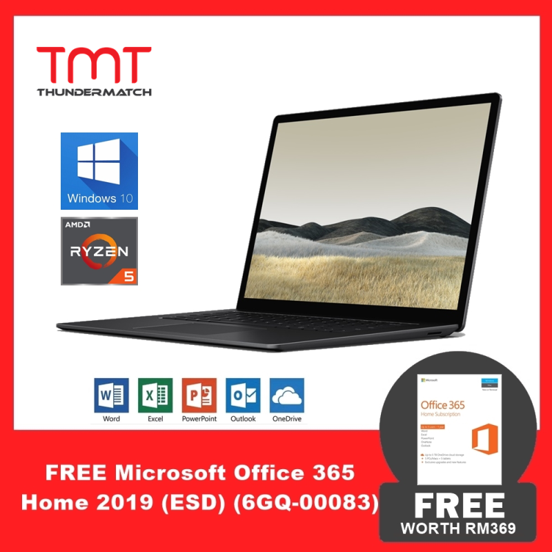 Microsoft Surface Laptop 3 (Black) (AMD Ryzen 5-3580U 2.10-3.70GHz, 8GB Ram, 256GB SSD, 15 Touch, W10) (VGZ-00037) Malaysia