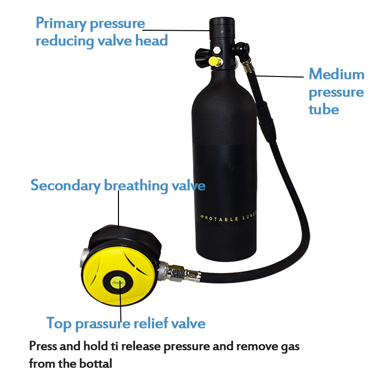 AUGIENB 1L Portable Mouthpiece Oxygen Cylinder Scuba Diving Tank Refill
