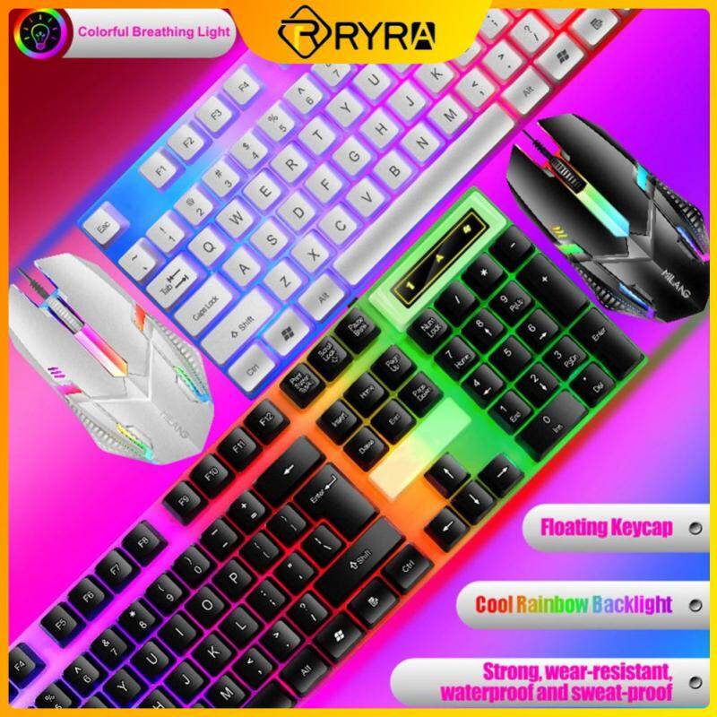 RYRA PT6 Wireless Mechanical USB Wired Keyboard Mouse Set With Rainbow LED Backlight Gaming Keyboard Gaming Mouse For Laptop PC 2023Hot