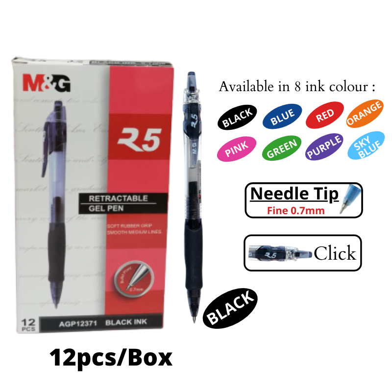 M&G AGP12371 R5 0.7MM GEL PEN-12PCS/BOX | Lazada