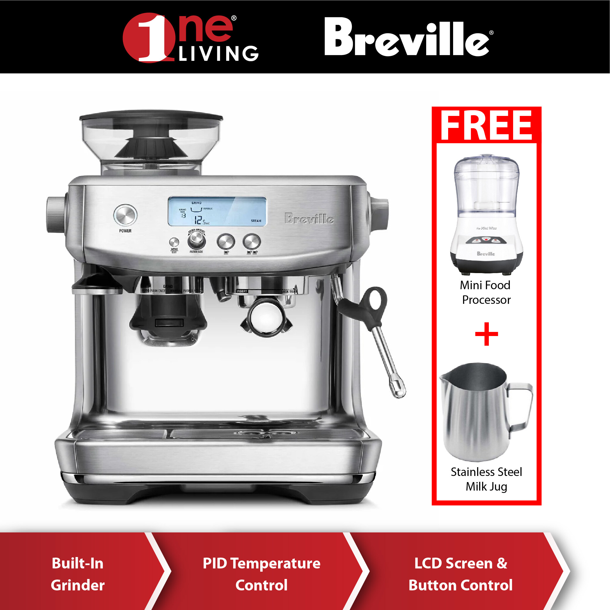 Breville the Barista Pro Espresso Machine BES878 (FREE Food Processor