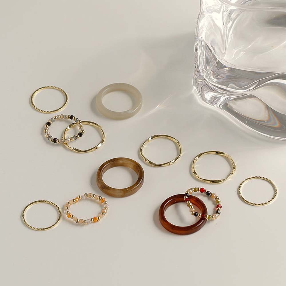 Trendy Personality Colorful Women Korean 4 Pcs/set Fashion Jewelry Resin Rings Beads Ring Acrylic Rings