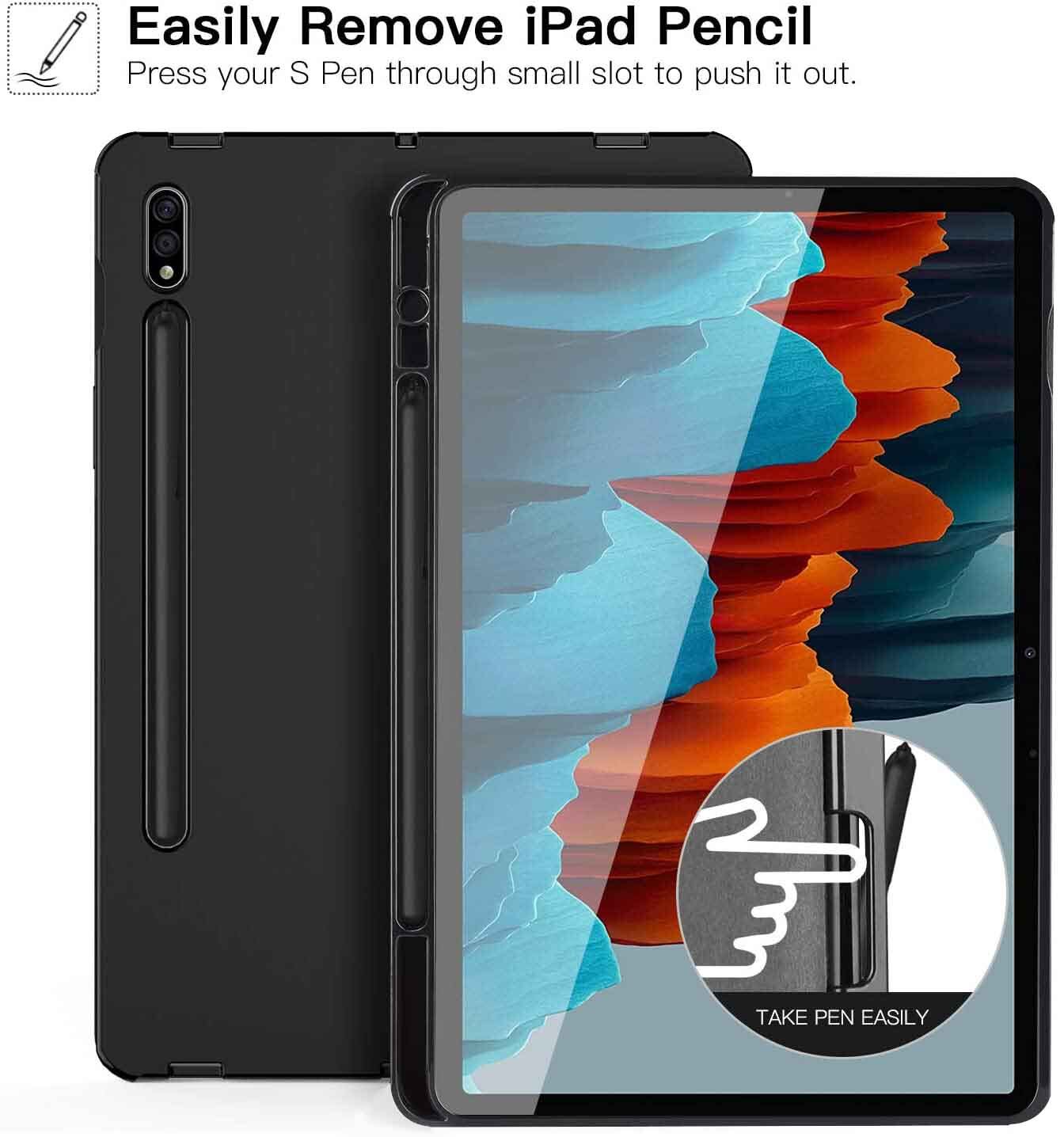 Trường hợp cho Samsung Galaxy Tab S10 cộng với 12.4 2024, nhẹ tri-gấp Trường hợp với kẹp giữ bút, ngủ tự động che Ốp lưng TPU mềm/Vỏ thông minh đánh thức cho Samsung Galaxy Tab S9 Plus/Tab S9 FE Plus/Tab S8 Plus/S7 FE/Tab S7 Plus 12.4 inch