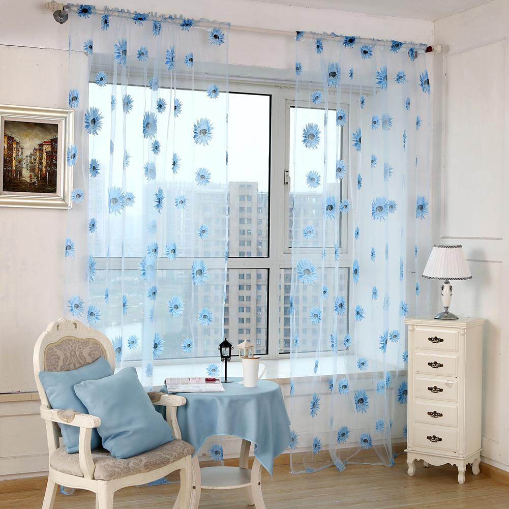 New Arrival Sunflower Print Window Door Curtain Tulle Curtains for Living Room Bedroom