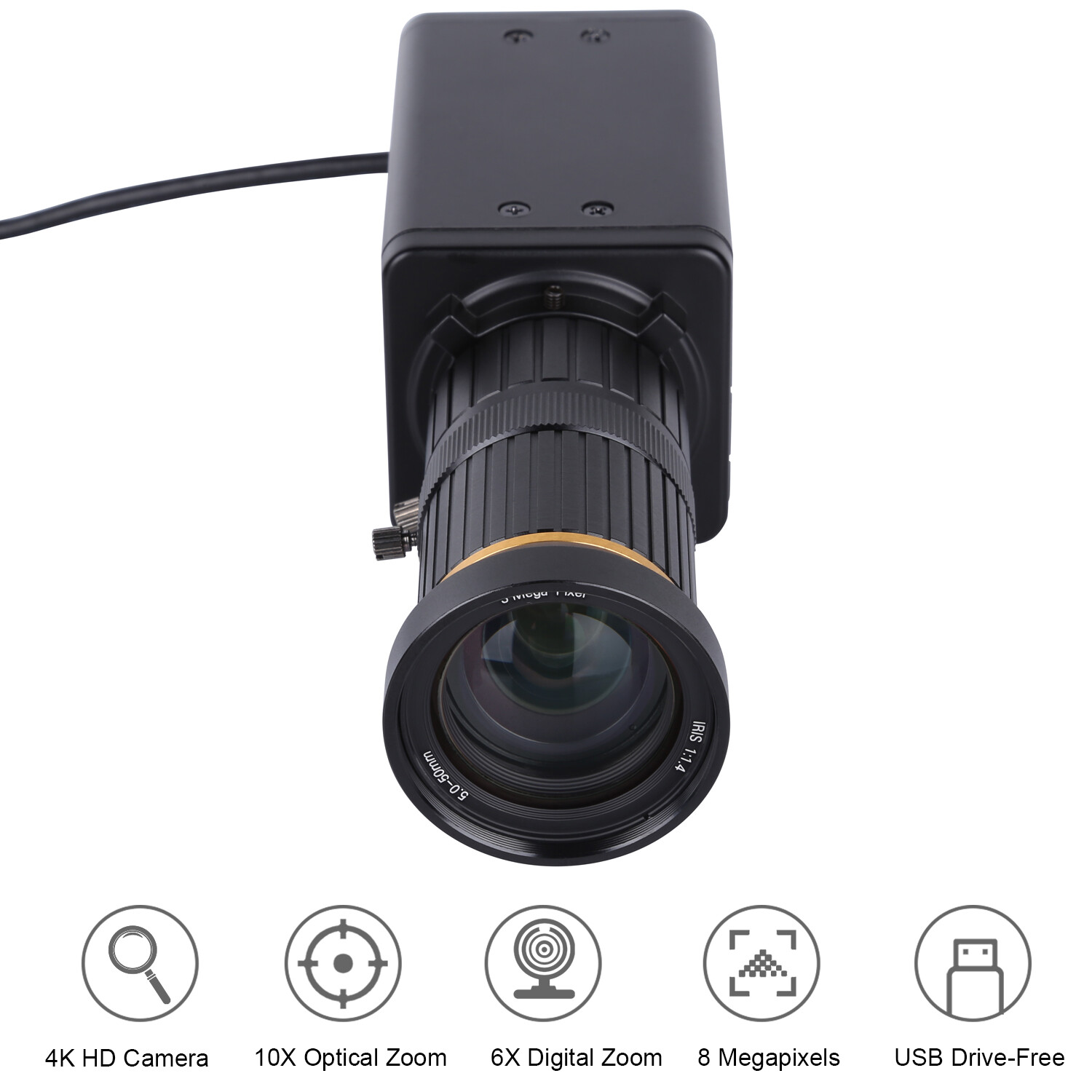 KKMOON 4K HD Máy Ảnh Máy Ảnh Máy Tính Webcam 8 Megapixel 10X Zoom Quang Học 60 Độ Góc Rộng Hướng Dẫn Tập Trung Phơi Sáng Tự Động Bồi Thường Với Microphone Tripod USB Plug & Play Cho Hội Nghị Video Giảng Dạy Trực Tuyến Trò Chuyện Sống Webcasting