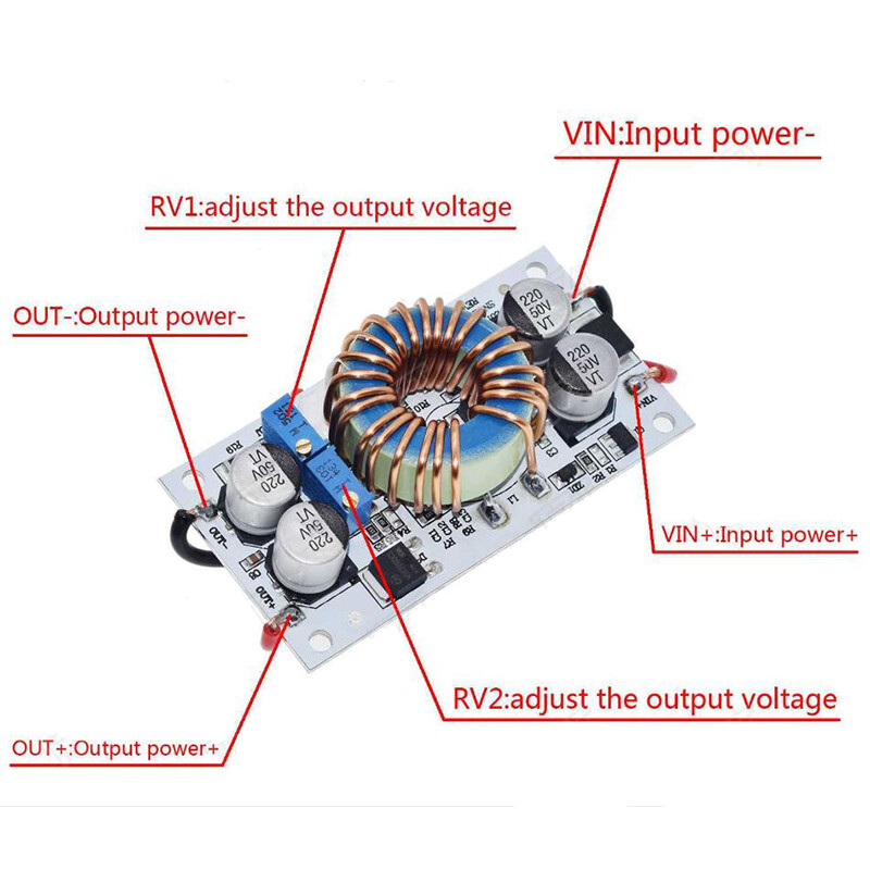250 Wát DC-DC Bộ chuyển đổi tăng áp có thể điều chỉnh 10A tăng áp dòng không đổi Mô-đun Nguồn Bộ điều khiển đèn Led Đối với Arduino