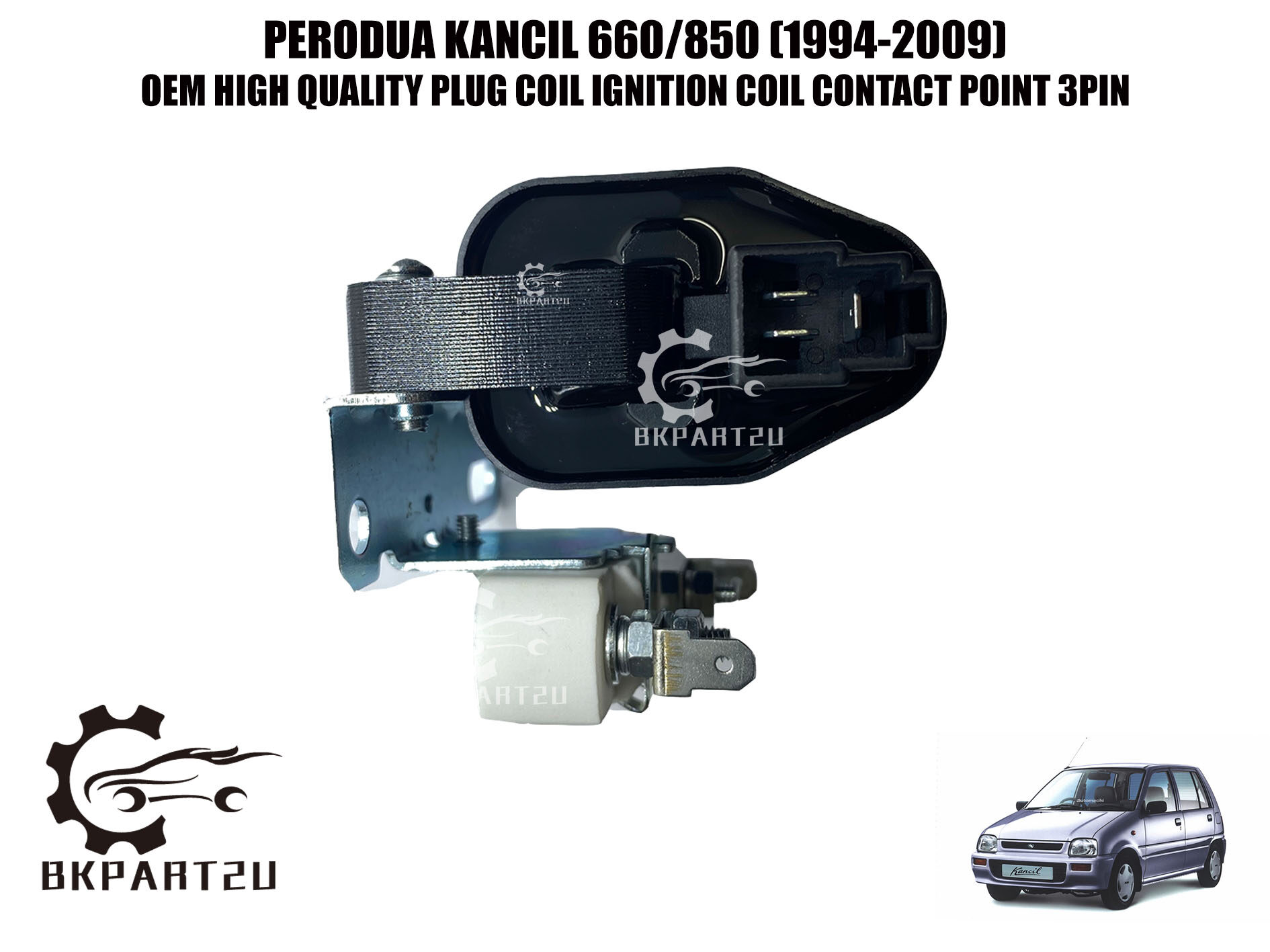 PERODUA KANCIL 660/850 (19942009) PLUG COIL IGNITION COIL CONTACT POINT 3PIN MADE BY OEM 3