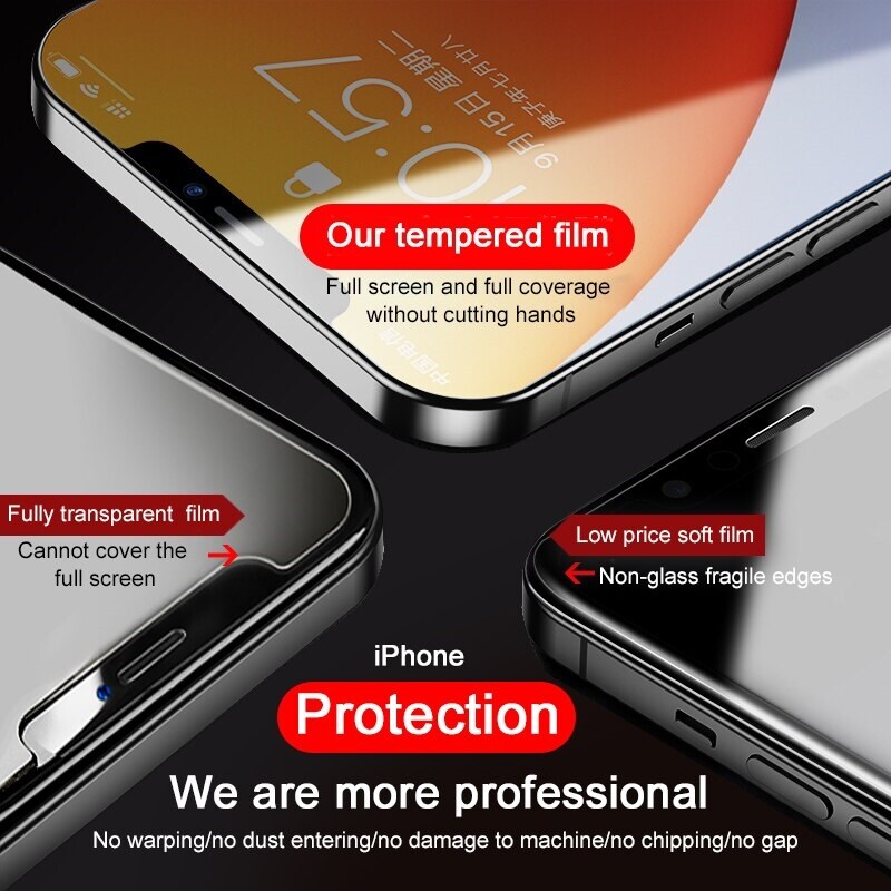3pcs full cover curved protective glass on for iphone 11 12 pro max screen protector tempered glass for iphone x xr xs max glass elegant