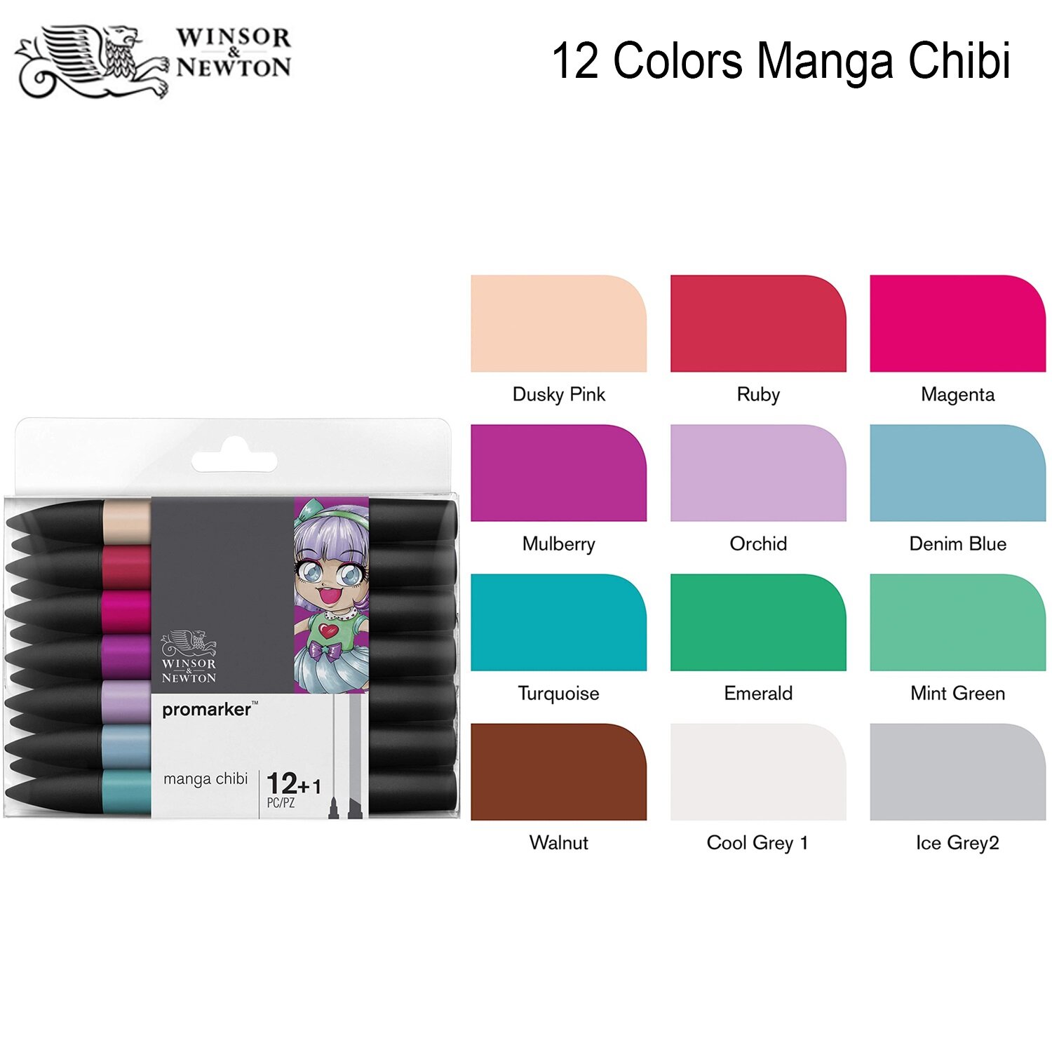 Winsor & Newton 12 colors Promarker Drawing Design Marker Double Tips