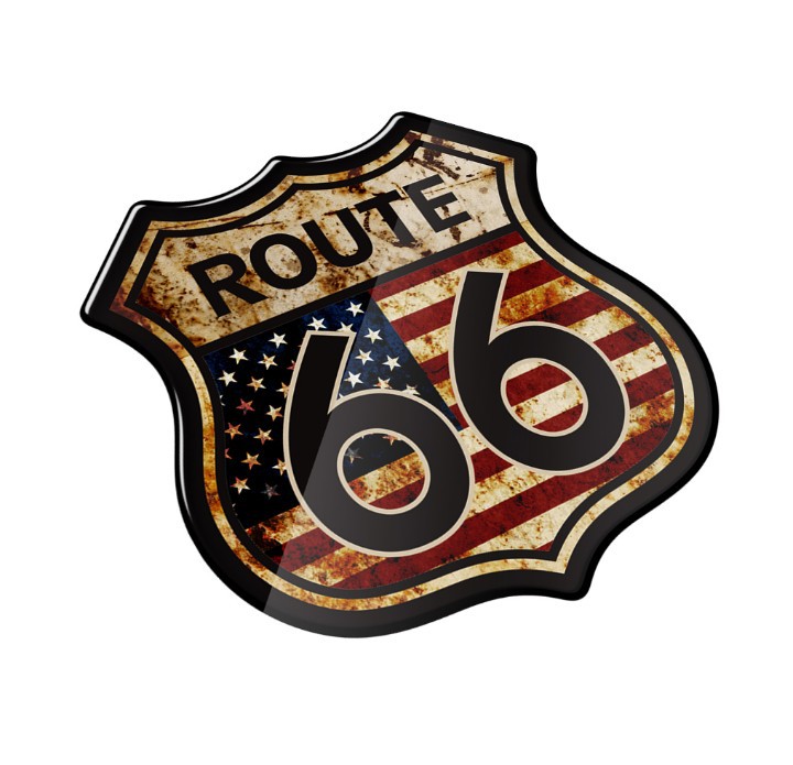 Route 66 Sticker Harley Retro Shield Motorcycle Sticker Fuel Tank Cap Sticker Scratch Sticker 3D Soft Rubber Reflective Decal