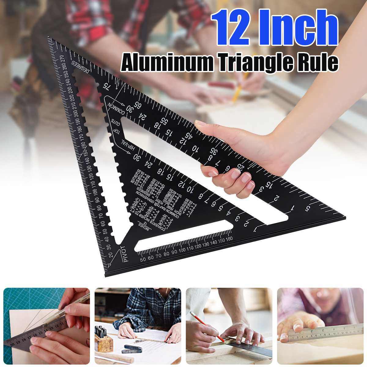 KIPRUN Thước Tam Giác Hợp Kim Nhôm 12 Inch Thước Đo Góc Thước Đo Vuông Hệ Mét Tốc Độ Để Xây Dựng Khung Gỗ Dụng Cụ Làm Đồ Gỗ
