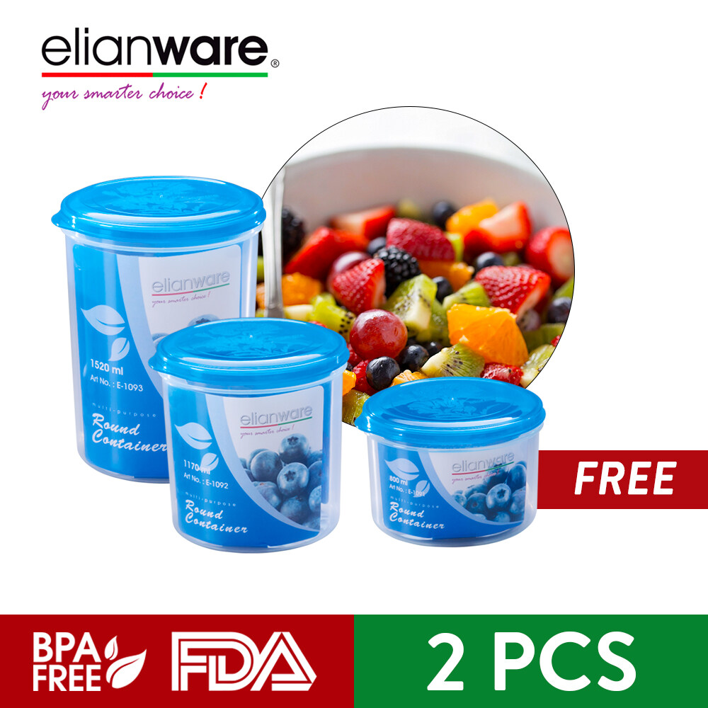 Elianware 3 Pcs Blue Transpa Bpa Free Microwavable Round Solid Plastic Food Containers Set Lazada Microwavable Round Solid Plastic