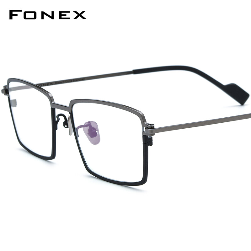 FONEX Pure Titanium Glasses Frame Men 2023 Retro Square Eyeglasses Men Myopia Optical Trendy Matte Colorful Eyewear F85783