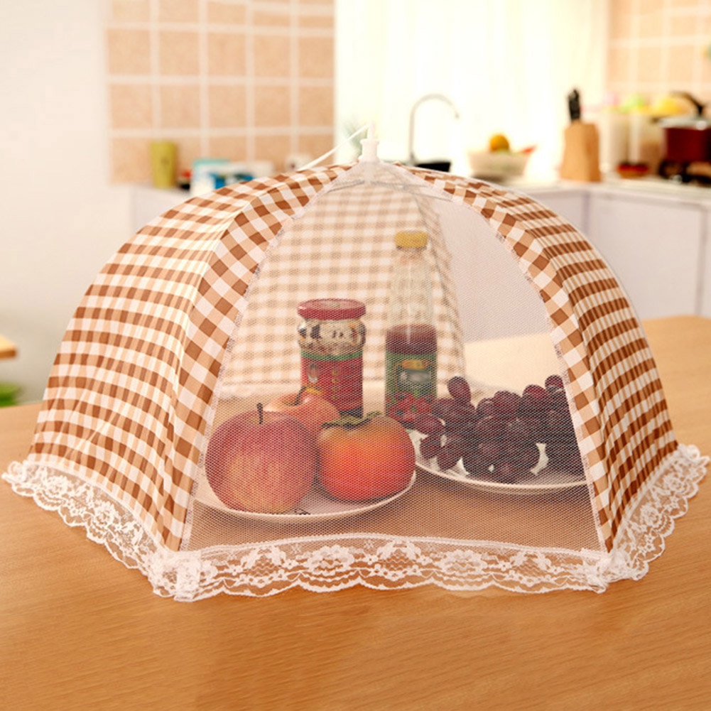 Terylin foldable square grid film dustproof table food cover anti-fly kitchen tools