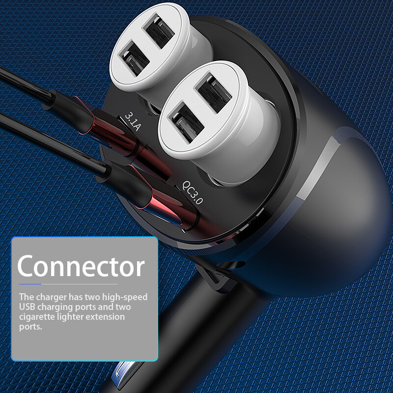 Ổ Cắm Chuyển Đổi Bật Lửa Sạc Xe Hơi 12V Ổ Cắm Chia USB Kép QC3.0