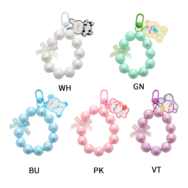 【ZNBY】Mobile Phone Strap, Hand Strap, Beaded Hand Strap Decorated with Colorful Crystal Beads, Portable, with Cute Cartoon Acrylic Hanging
