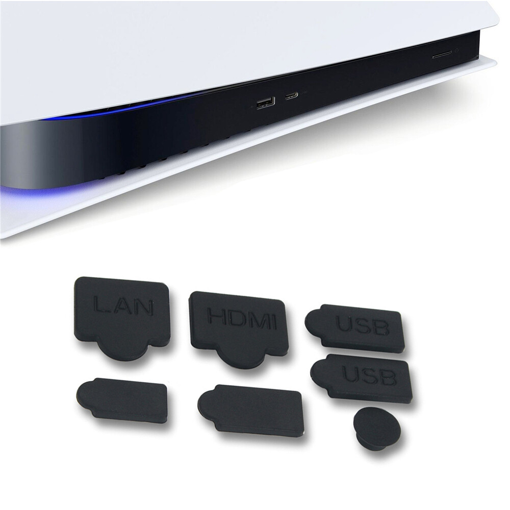Bộ Nút Chống Bụi silicon 7 chiếc cho PlayStation 5 vỏ bọc chống bụi chống nắp chống bụi Giao diện tương thích USB HDMI cho bảng điều khiển trò chơi ps5