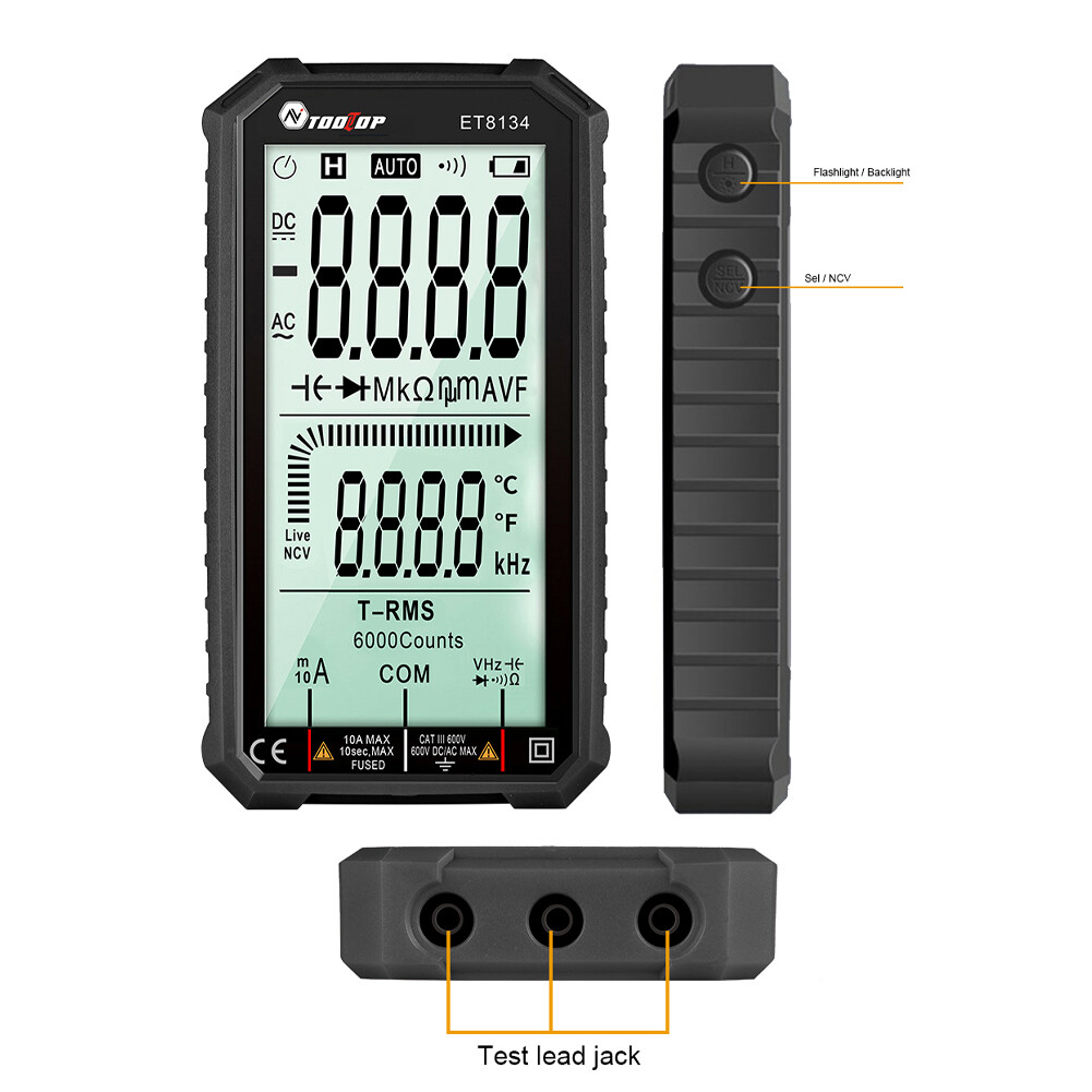 Smart Sensor Đồng Hồ Vạn Năng Màn Hình LCD Độ Nét Cao 4.7 Inch Tiện Dụng Đồng Hồ Vạn Năng Đa Năng Đo Điện Áp Dòng Điện Xoay Chiều Dòng Điện Áp Dòng Điện Một Chiều Chức Năng Đèn Nền
