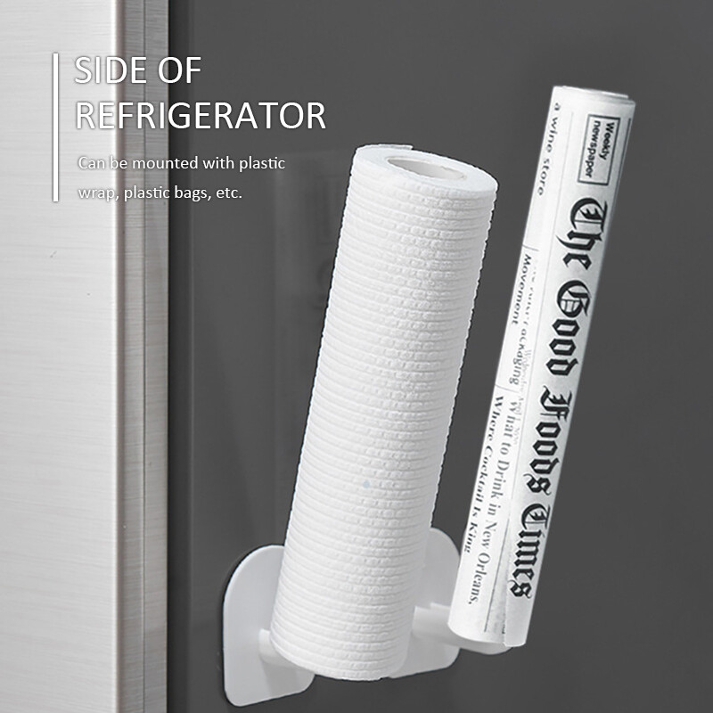 2pcs L-shaped Kitchen Cup Paper Roll Rack Wall-mounted Non-perforated Hook for Bathroom Kitchen Self-adhesive Towel Paper Towel Storage Rack