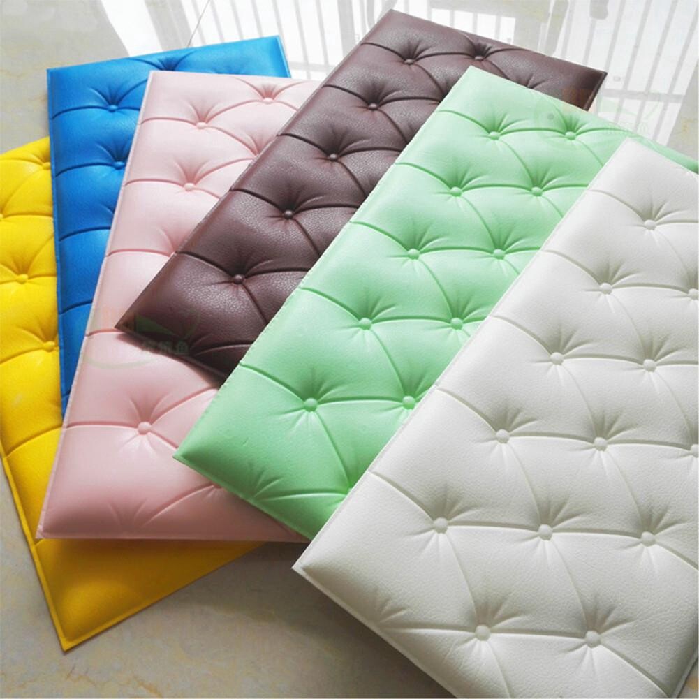 【lightingeverthing】60x30cm 3D Foam Waterproof Self Adhesive Wall Sticker For Living Room Bedroom Kids Anti-Collision Protectors Wallpaper