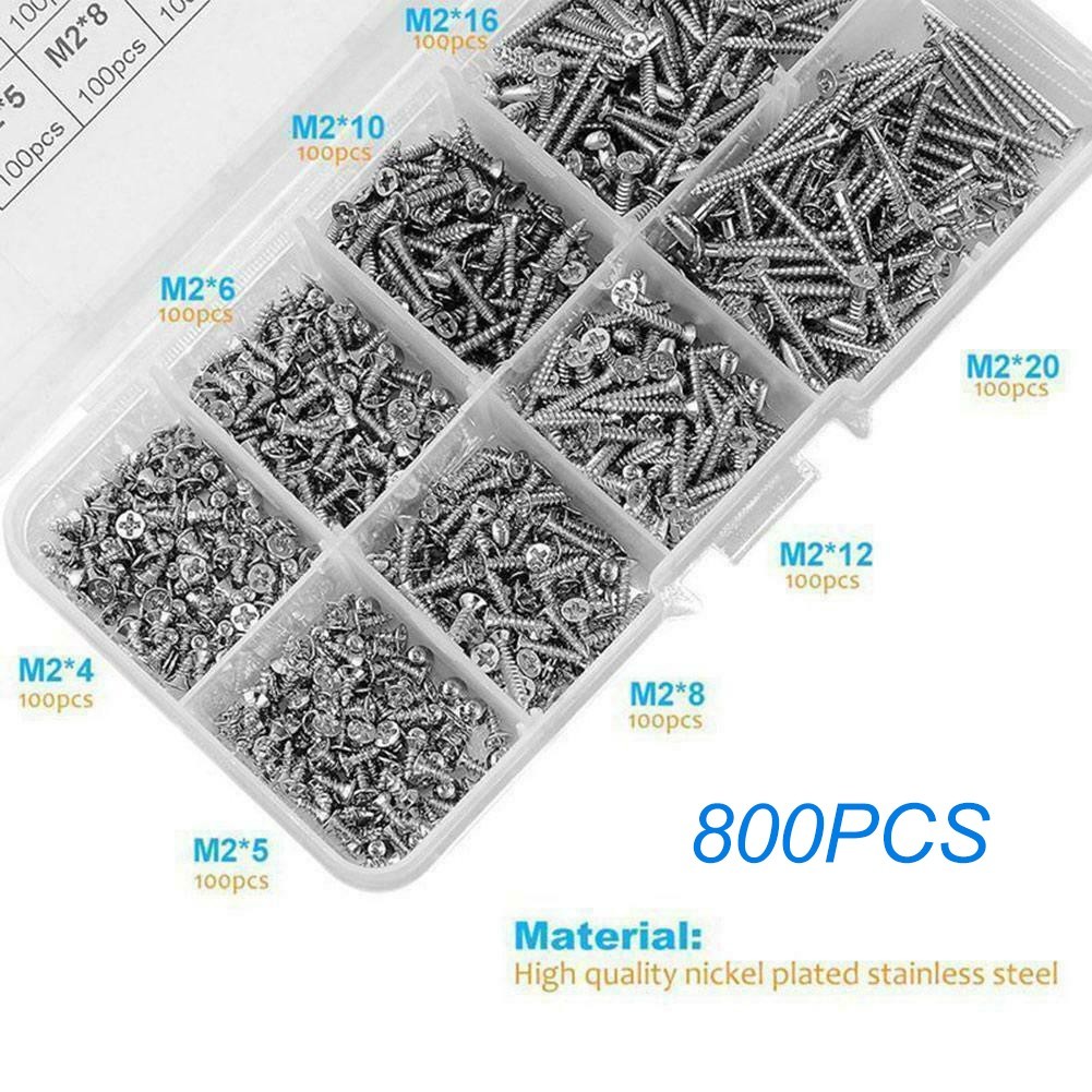 Screw Assortment Box 1 * Plastic Storage Box Screw Assorted 800Pcs/set Kit Lock Nut Wood M2 ...